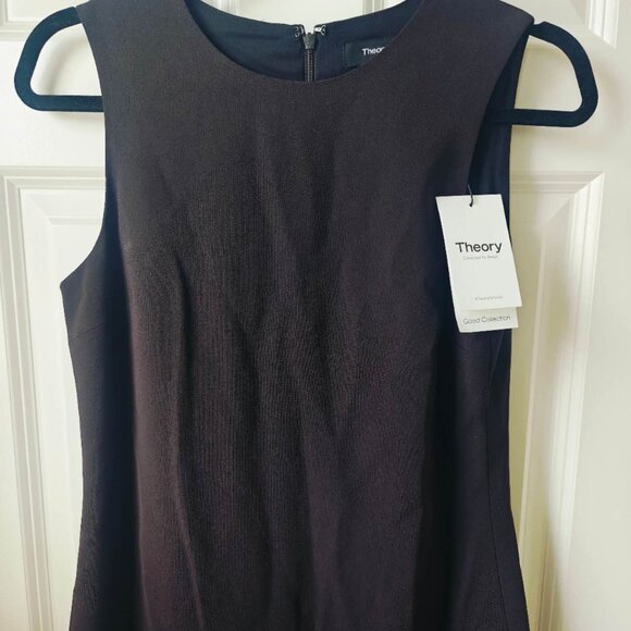 NWT Theory Shift Dress in Admiral Crepe Hickory dark brown - Picture 6 of 7